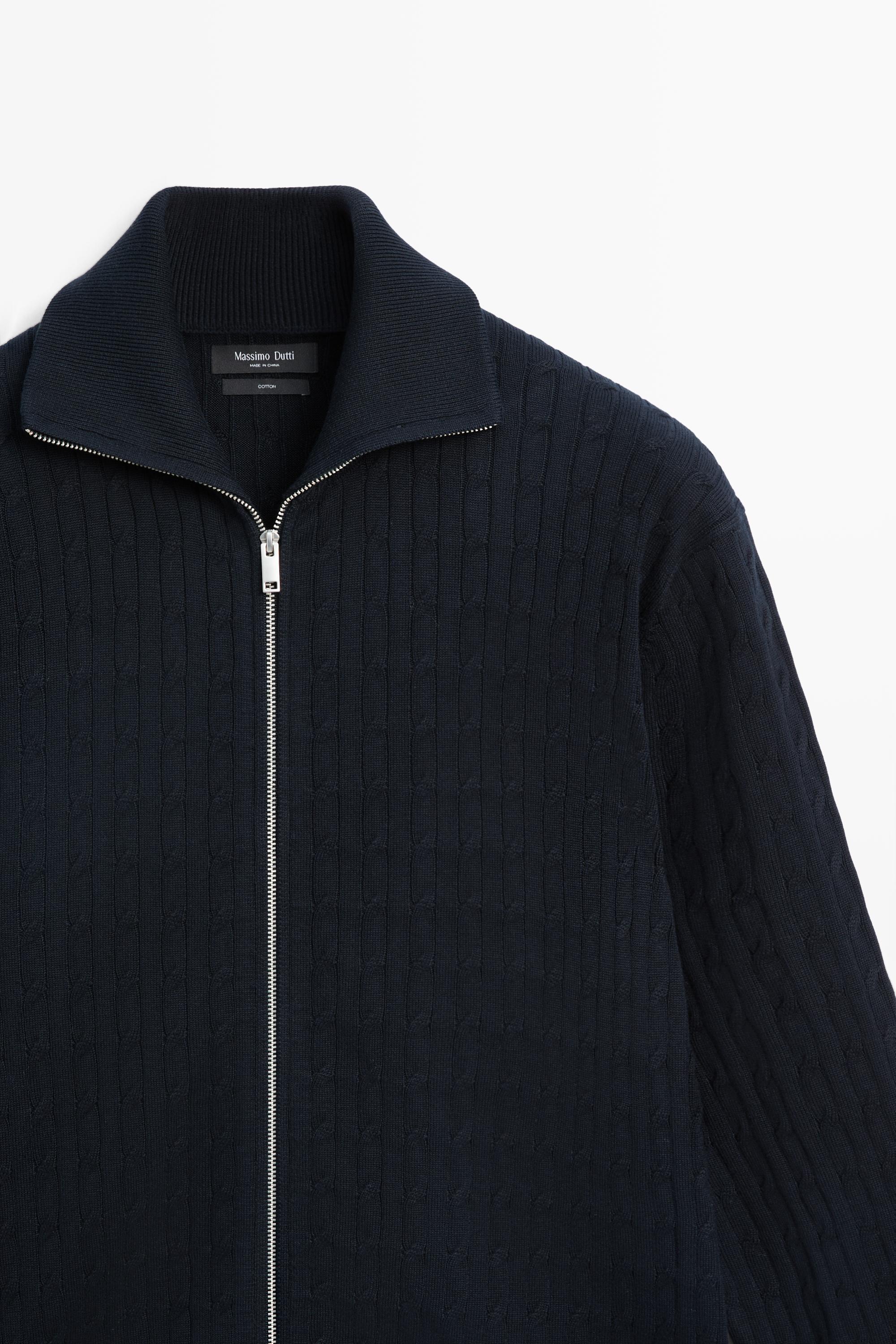 100% cotton braided knit cardigan